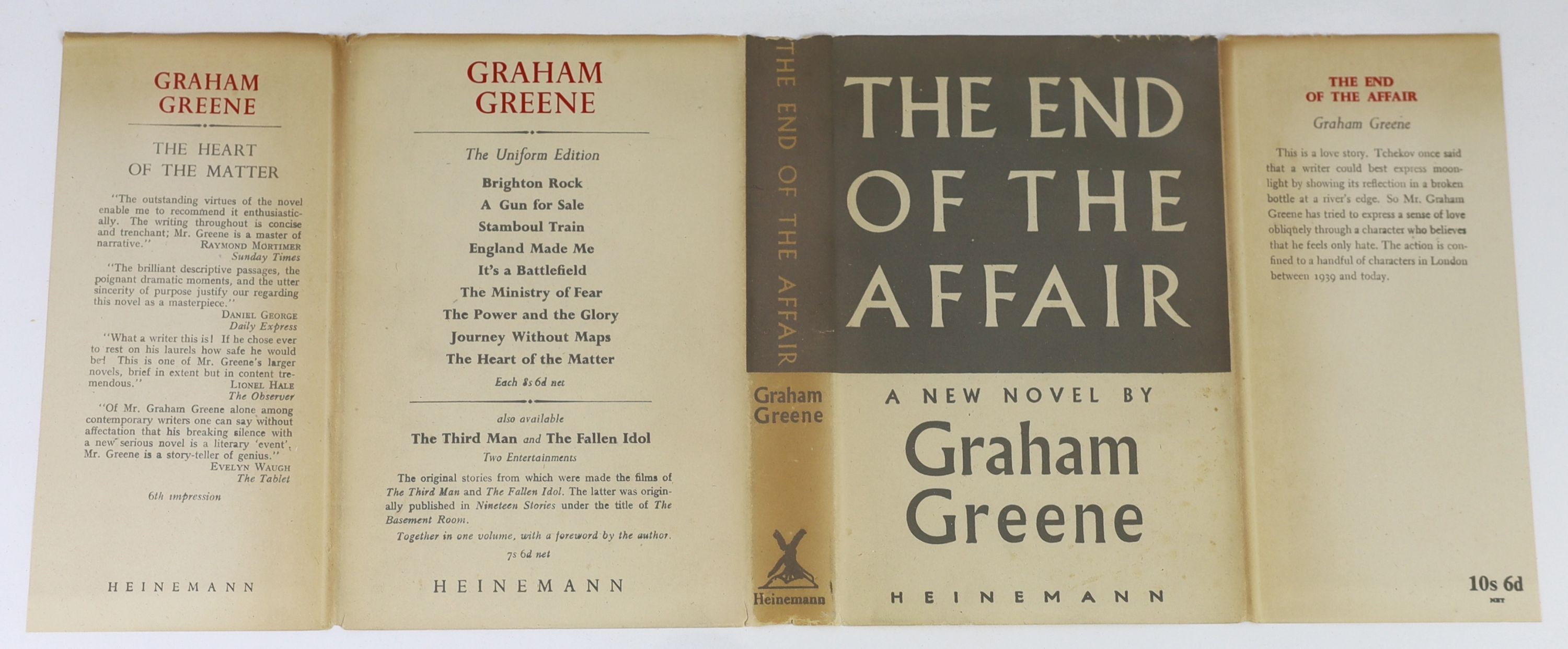 Greene, Graham - The End of the Affair, 1st edition, in unclipped d/j, William Heinemann, London, 1951